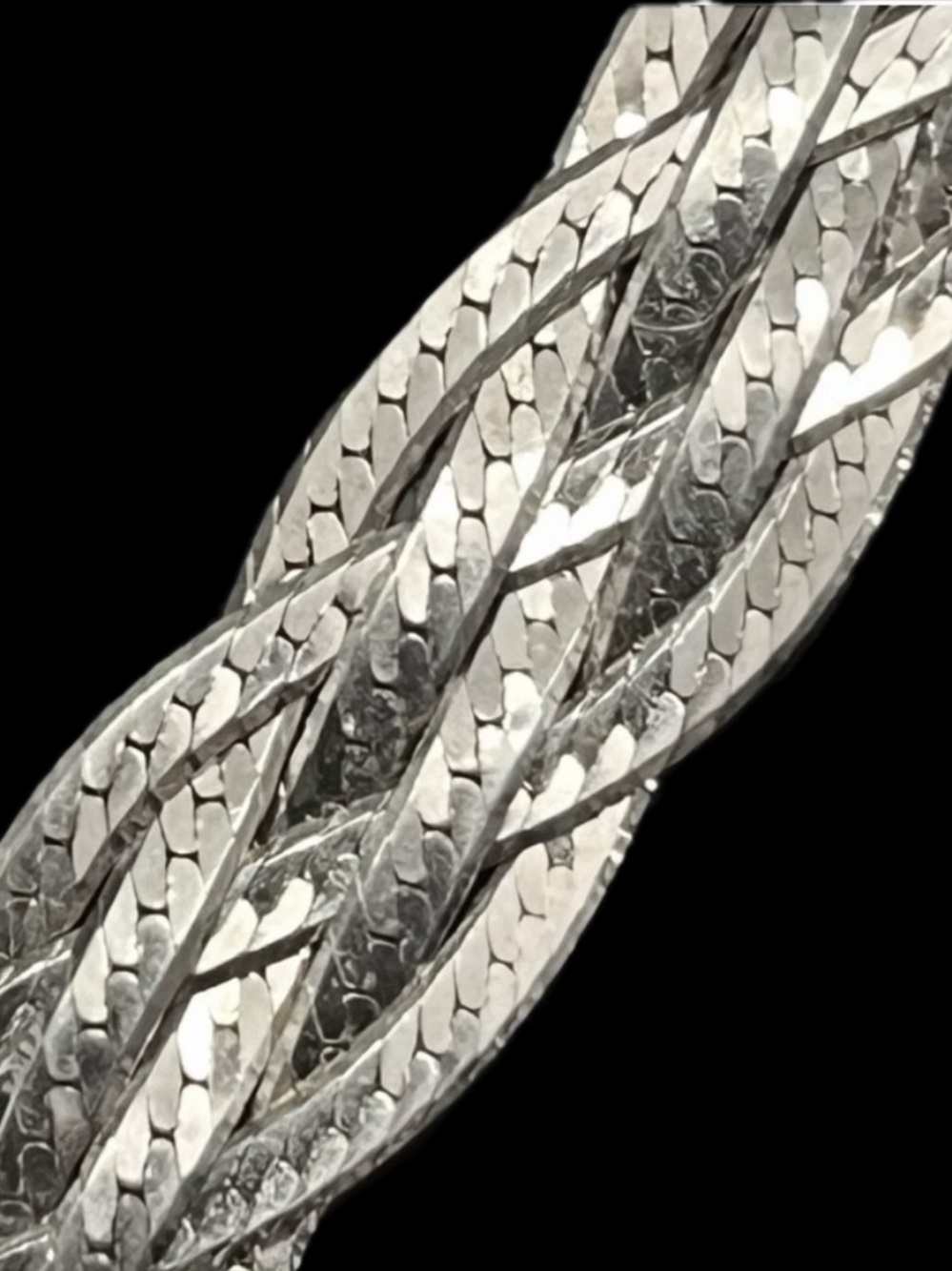 Diamond Cut Twisted Herringbone Sparkle sterling silver bracelet Vintage QVC